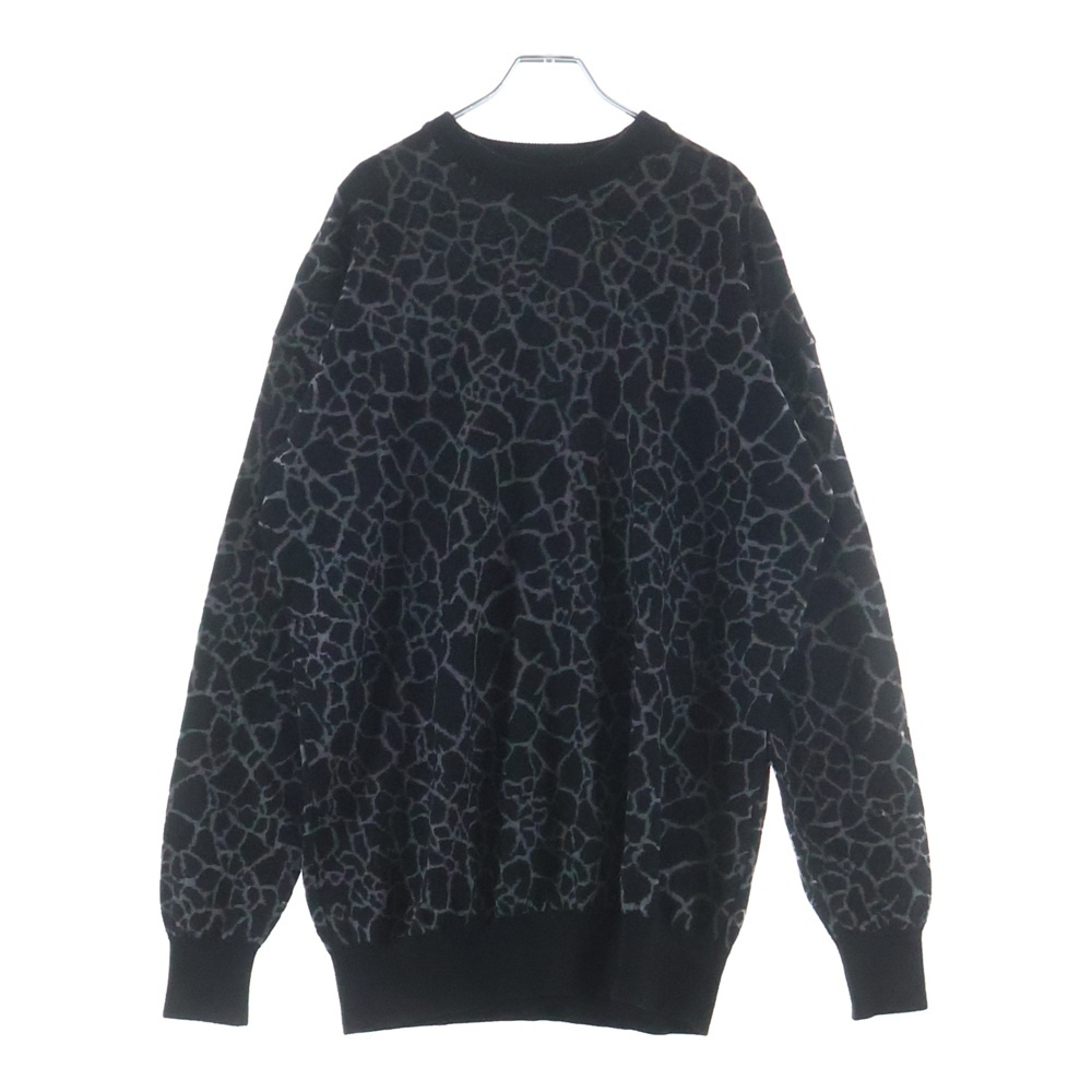 23SS CRACK KNIT SWEATER クラック柄ニットセーター ブラック Bランク