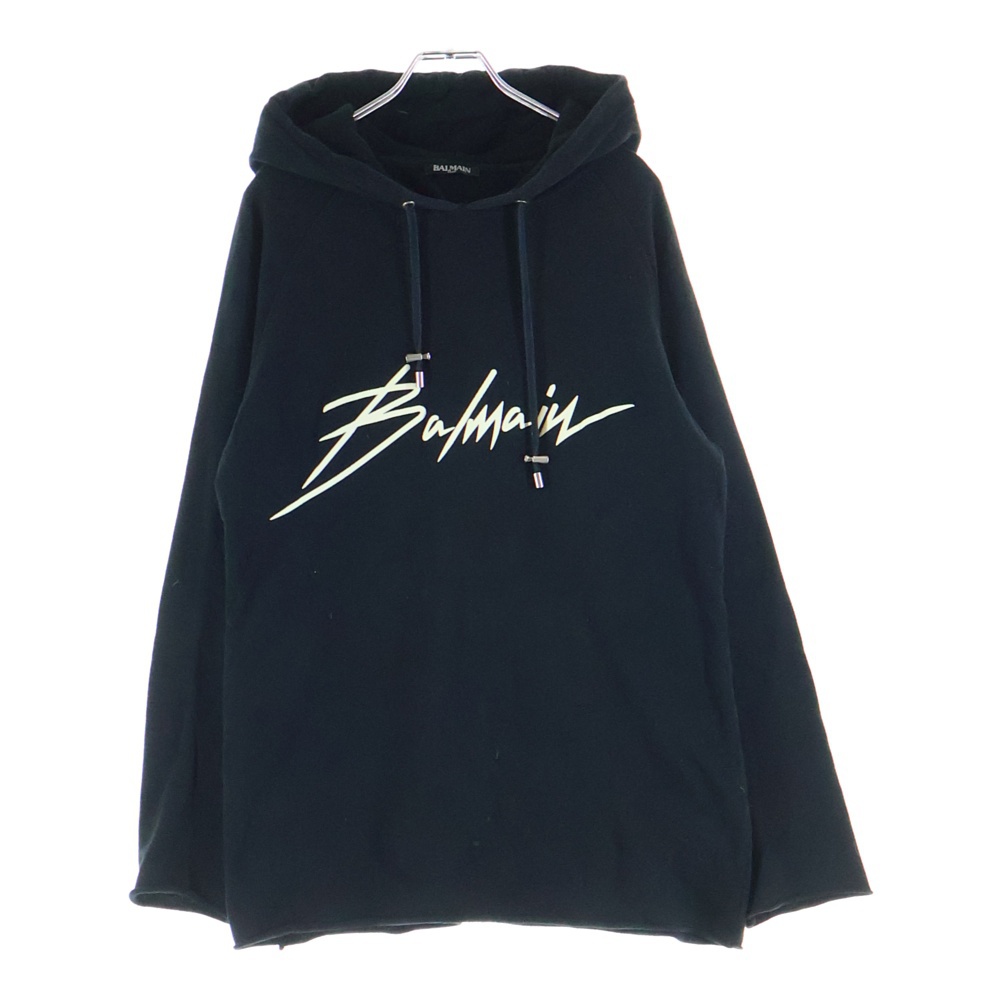 フロントロゴプリントカットオフプルオーバーパーカー ブラック SH13239I 137 Bランク