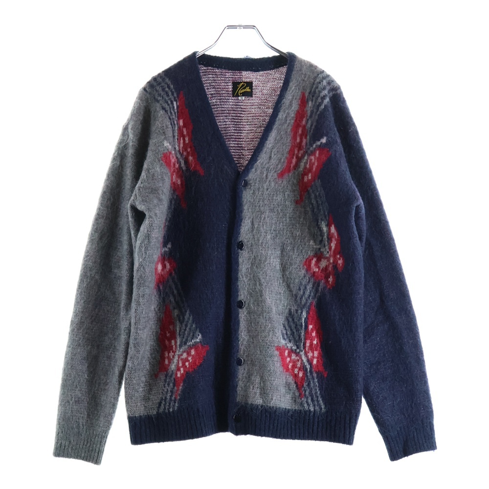 22AW MOHIAR PAPILLON CARDIGAN モヘア パピヨン ニット カーディガン グレー LQ275 Bランク
