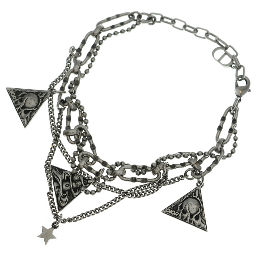 BRACELET BUCKLE CHAIN LINK MONOGRAM CD チェーン ブレスレット シルバー レディース Bランク