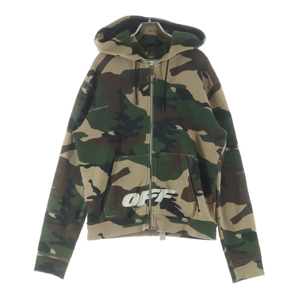 3D DIAG ZIPPED CAMO HOODIE カモ柄ジップアップパーカー 迷彩フーディー ブラウン OMBB033E18192021 Bランク