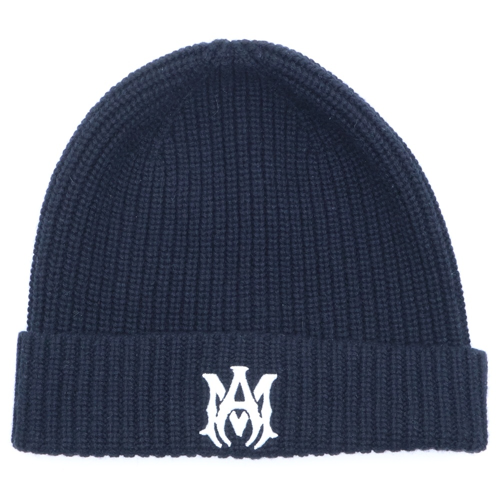 ロゴ刺繍 ニット帽 ビーニー ブラック Bランク