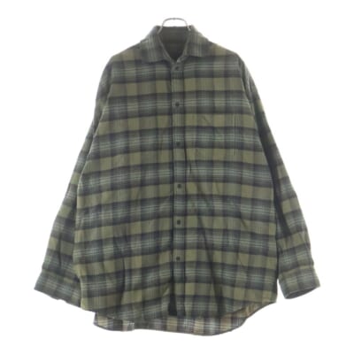 24AW PARIS LIBERTY L/S LAYERED SHIRT パリリバティー レイヤード ドッキング ヴィンテージ チェック柄長袖シャツ カーキ/ブラック 794656 TQM20 Bランク