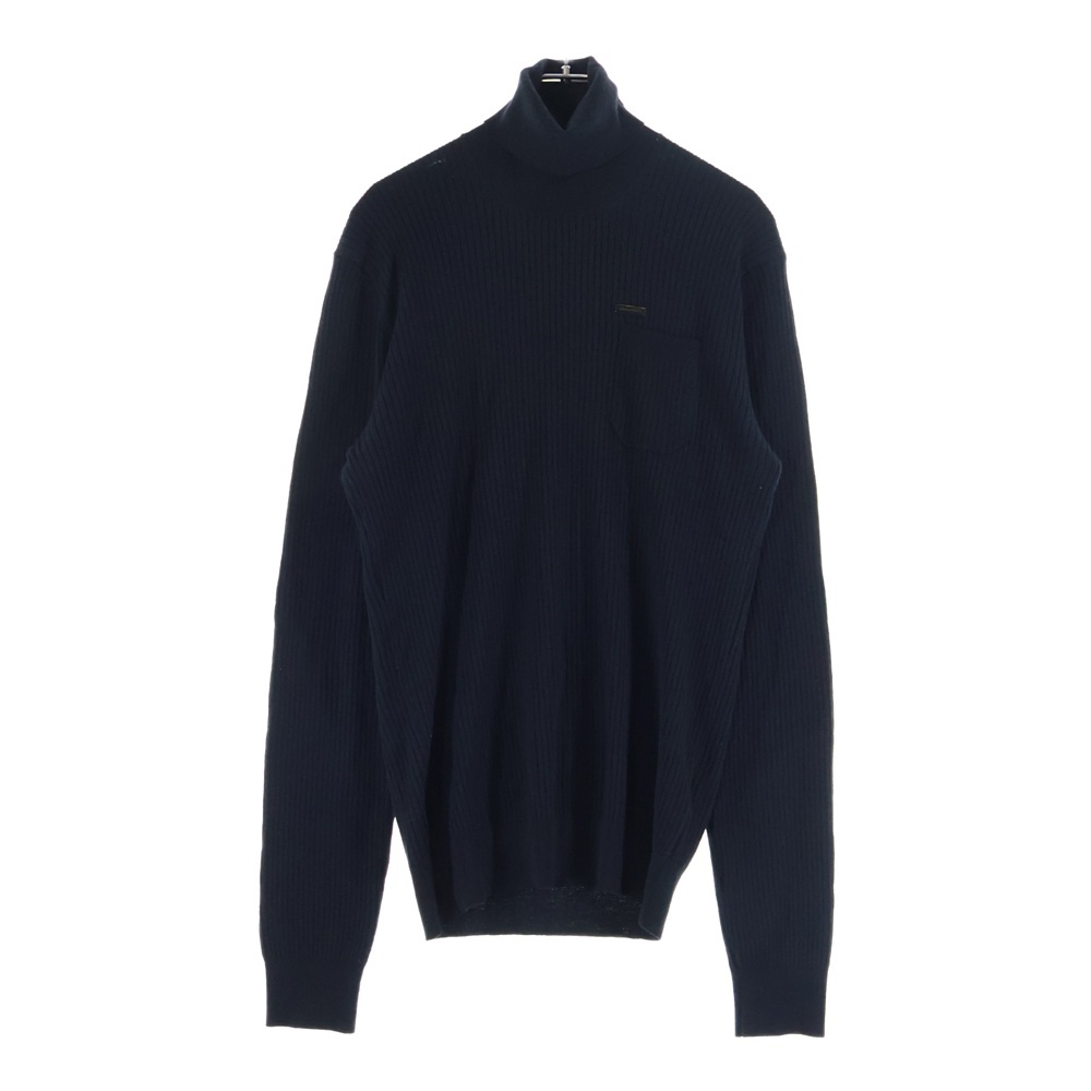 ハイネック 胸ポケット ウールニットセーター ネイビー S71HA0608 S15413 Cランク