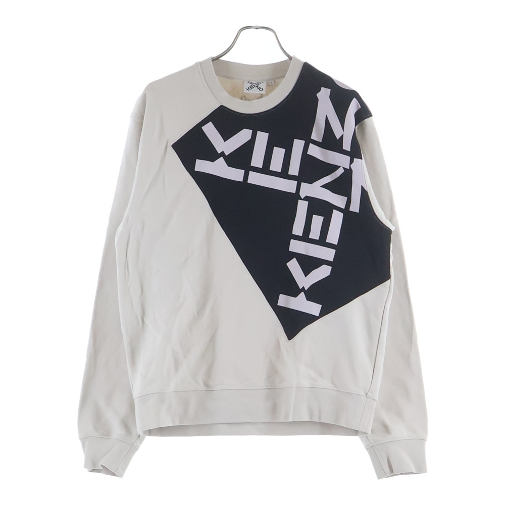 デザインプリント クルーネック 長袖スウェットトレーナー カットソー ベージュ FB65SW0204MS Bランク