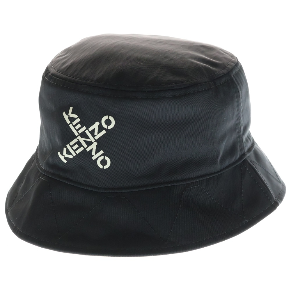 リバーシブル クロスロゴ バケットハット 帽子 ブラック/ベージュ Aランク