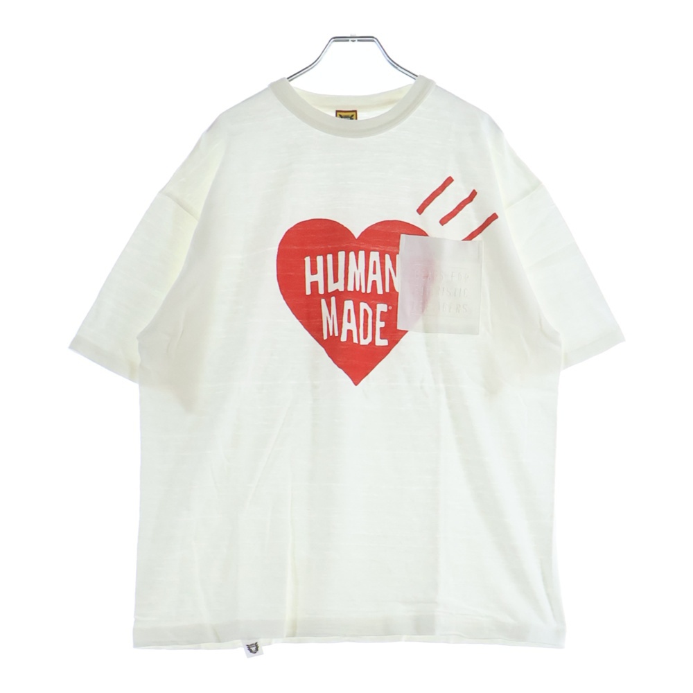 19SS Big Heart Print Tee ハート プリント クルーネック 半袖Tシャツ カットソー ホワイト HM17CS021 Sランク