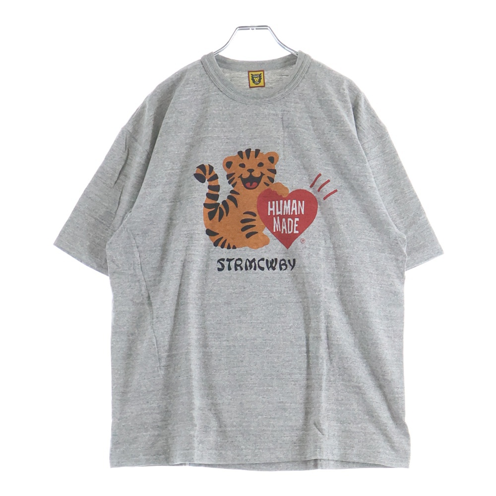 Tiger Print Tee タイガー プリント クルーネック 半袖Tシャツ カットソー グレー HM18TE008 Sランク
