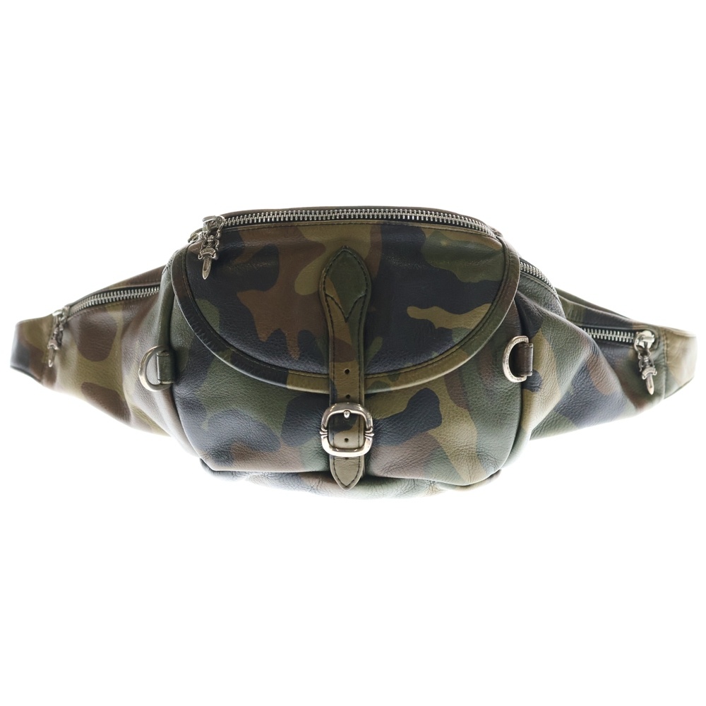 #1 SNAT PACK CAMO スナットパック カモフラ総柄レザーウエストバッグ カーキ Bランク