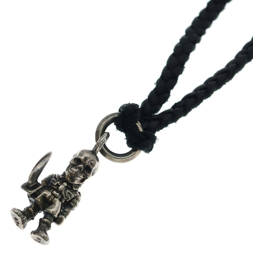 FOTI PEPE LEATHER BRAID フォティ ペペ レザーブレード ネックレス ブラック/シルバー Bランク