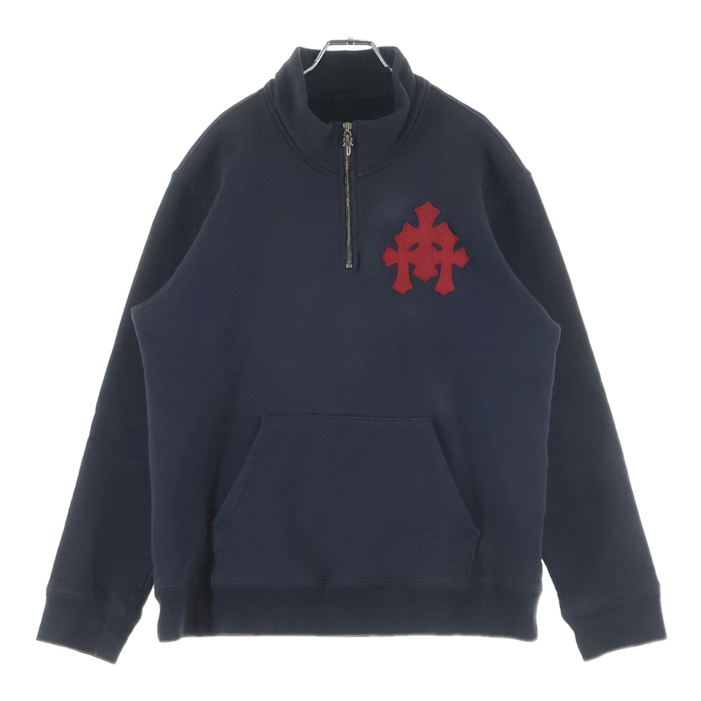 GRP Y NOT SWTSHIRT GYN U PAPER JAM 1/2 ZP PLVR クロスパッチハーフジップ プルオーバースウェットパーカー ネイビー/レッド Bランク