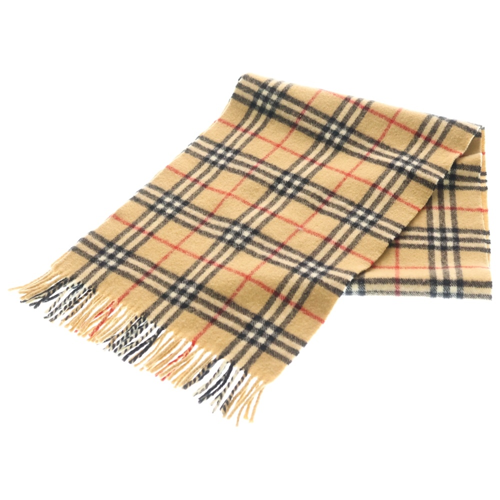 ノバチェック柄 ウール マフラー ブラウン Bランク