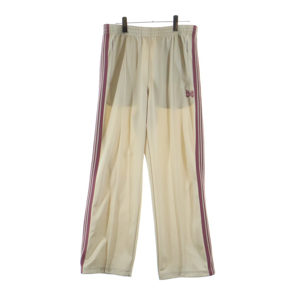 Poly Smooth フロントロゴ刺繍 サイドライントラックパンツ ホワイト/ピンク QV307 Bランク