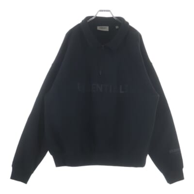 Half Zip Pullover フロントロゴプリント ハーフジップ スウェットプルオーバー ブラック Bランク