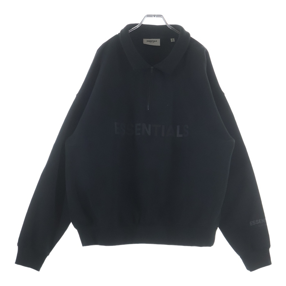 Half Zip Pullover フロントロゴプリント ハーフジップ スウェットプルオーバー ブラック Bランク