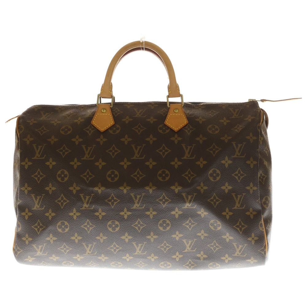 モノグラム スピーディ35 ボストンバッグ ハンドバッグ ブラウン レザー×PVC M41524 ゴールド金具 Bランク