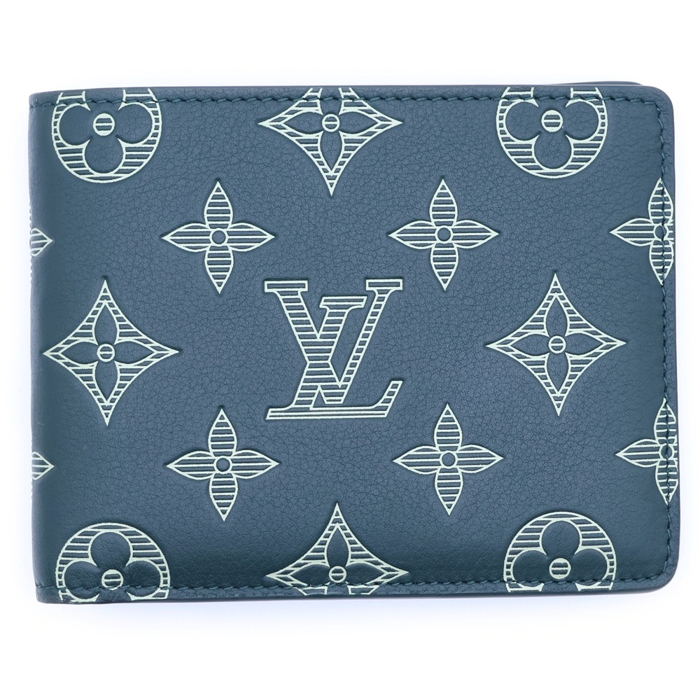 モノグラムシャドウ ポルトフォイユ ミュルディプル 二つ折り財布 ダークグリーン レザー M27150 Sランク