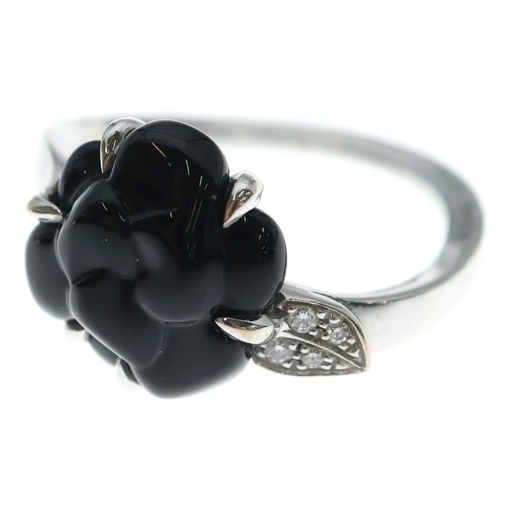 カメリア オニキス ダイヤ リング Au750 WG 4.2g 52 J2940 U37704 Bランク