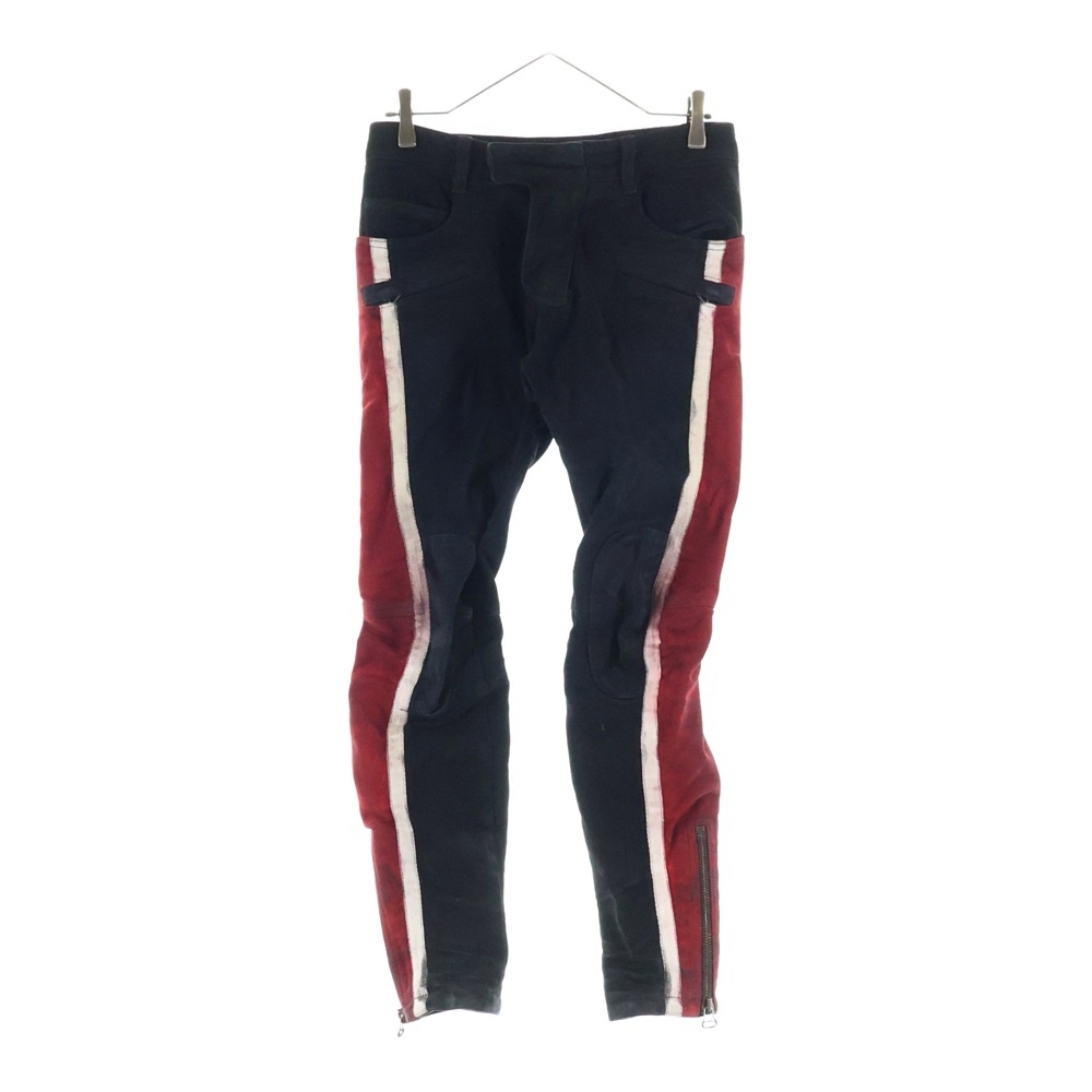 10AW サイドライン 裾ジップ ニューバイカーデニム ブラック/レッド Bランク