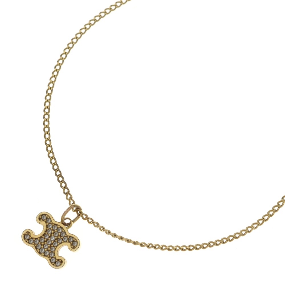 トリオンフ ラインストーン ネックレス ペンダント チェーン ゴールド GP Bランク