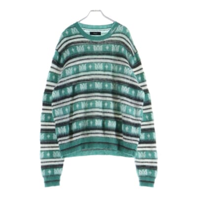 MONOGRAM MOHAIR KNIT SRAW23MKL023SMRMAL0 モノグラム モヘア ネックロゴ刺繍 長袖ニットセーター グリーン Bランク