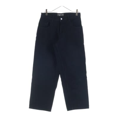 90-00S SILVERTAB BLACK DENIM PANTS シルバータブ 後染め ボタン裏513 スモールe ワイド ジップアップ デニムパンツ ブラック Bランク