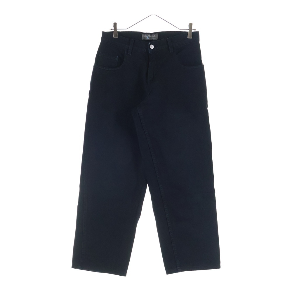 90-00S SILVERTAB BLACK DENIM PANTS シルバータブ 後染め ボタン裏513 スモールe ワイド ジップアップ デニムパンツ ブラック Bランク