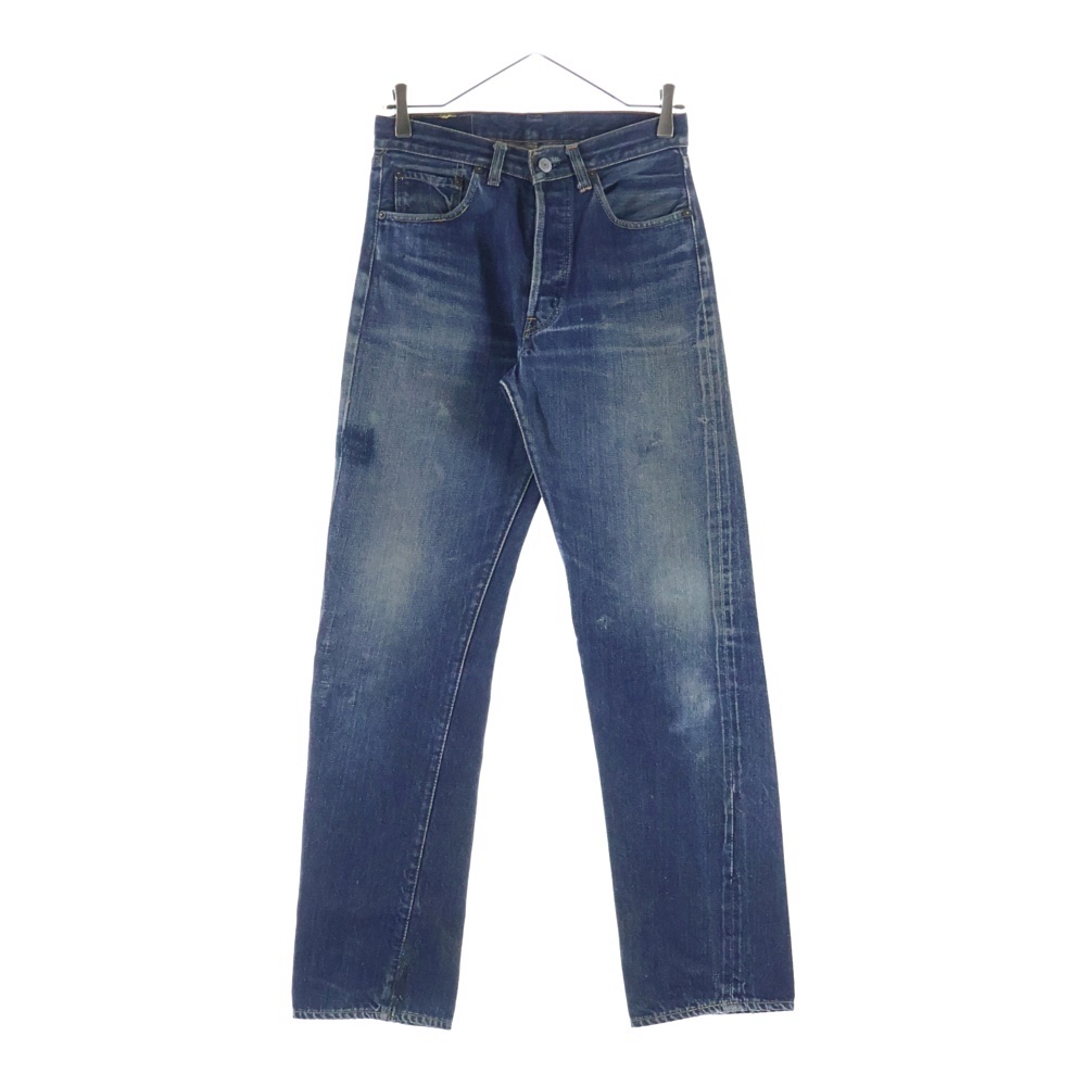 60S BIG E A-TYPE 足長R ボタン裏6 レインボーステッチ デニムパンツ インディゴ Bランク