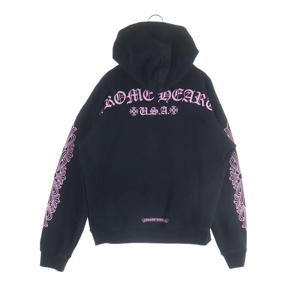 MATTY BOY SWTSHRT マッティボーイ アームフローラル プルオーバースウェットパーカー フーディー ブラック/ピンク Bランク