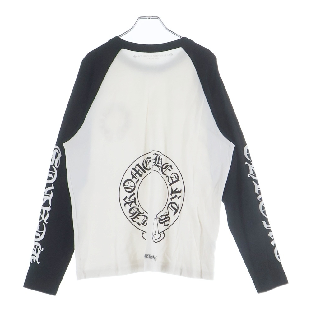 CH L/S T-SHIRT ネックロゴ フローラルプリント ラグランスリーブ 長袖Tシャツ ホワイト Bランク