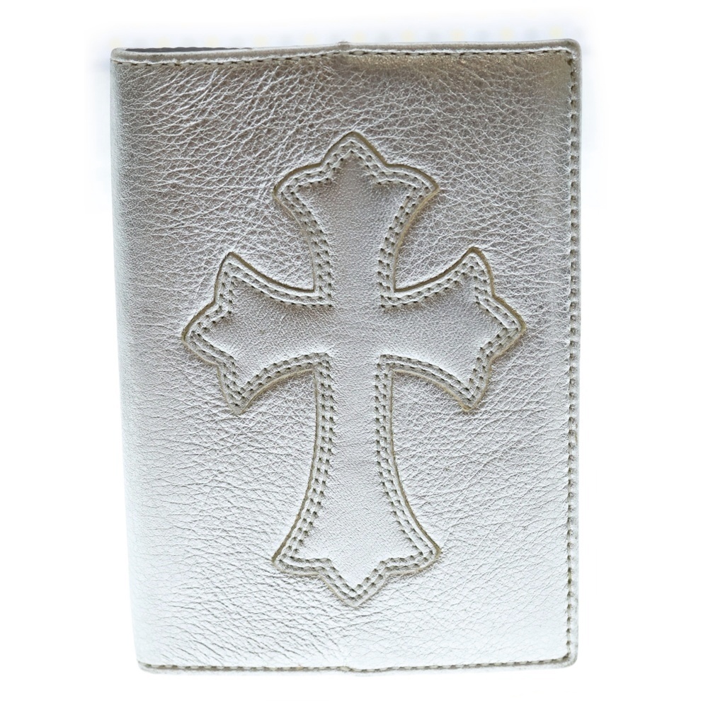 PASSPORT CASE クロスパッチ付きレザーパスポートケース シルバー Bランク