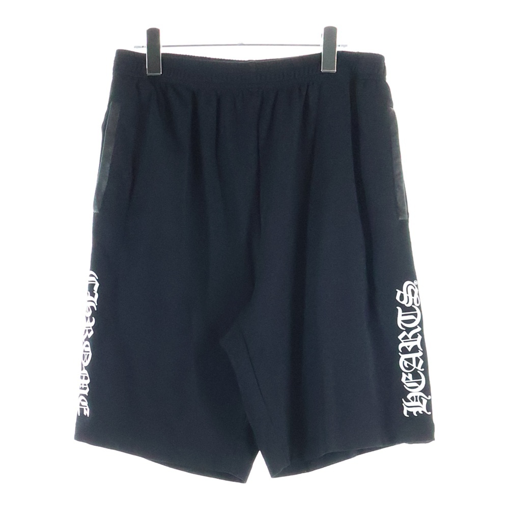 TRACK PANTS サイドクロスボールボタン レザー切替 ハーフパンツ ショーツ ブラック Aランク