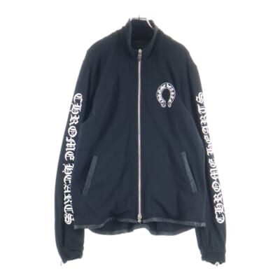 TRACK JACKET レザー切替 トラックジャケット 袖ジップ トラックジャケット ブラック Aランク