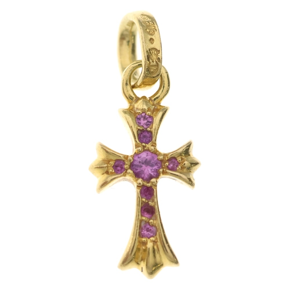 22K CRS BBYFAT P SAP P ベイビーファット PAVEピンクサファイアチャームゴールドネックレストップ Bランク