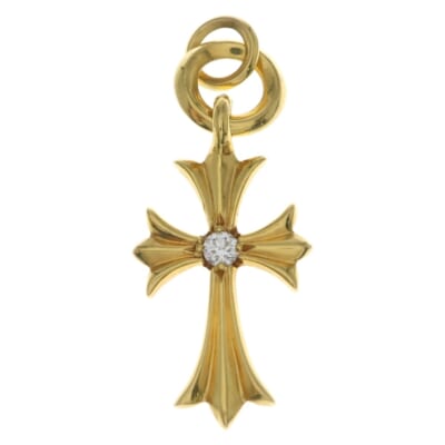 22K TINY CH CROSS タイニーCHクロス 1ダイヤ ペンダントトップ ゴールド 22金丸カン付き Bランク