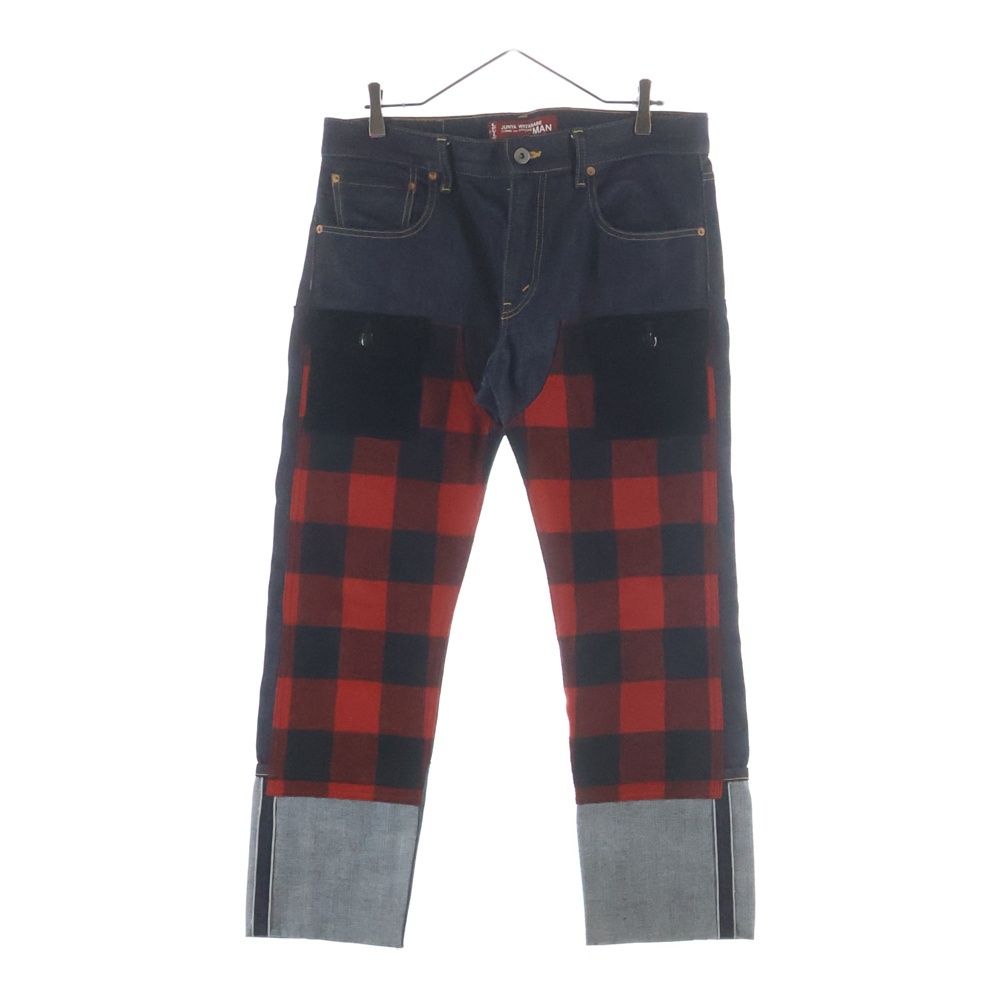 × Levi's チェック柄切り替え マルチポケット ジップアップ デニムパンツ インディゴ WT-P215 Bランク