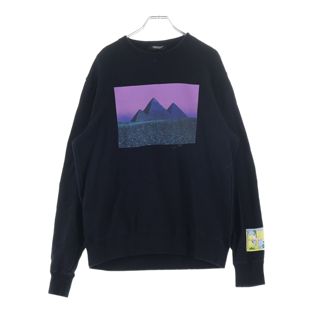 23SS SWEAT PF TDSOTM Pylamid/Prism ピンクフロイド ピラミッドプリズム プリンテッド クルーネックスウェットトレーナー ブラック UC1C4891-3 Bランク