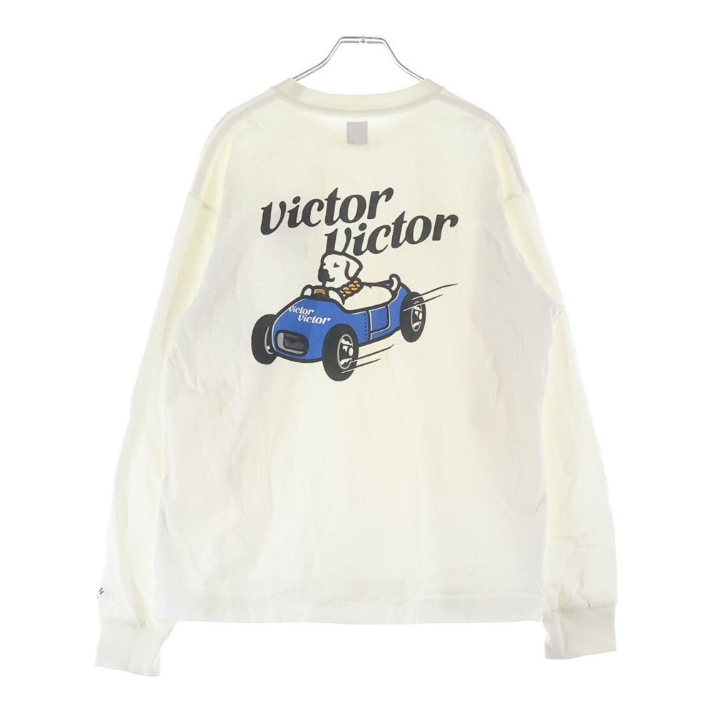 23SS ×VICTOR VICTOR WORLDWIDE L/S TEE ヴィクター ヴィクター ワールドワイド クルーネック カットソー 長袖Tシャツ ホワイト Bランク