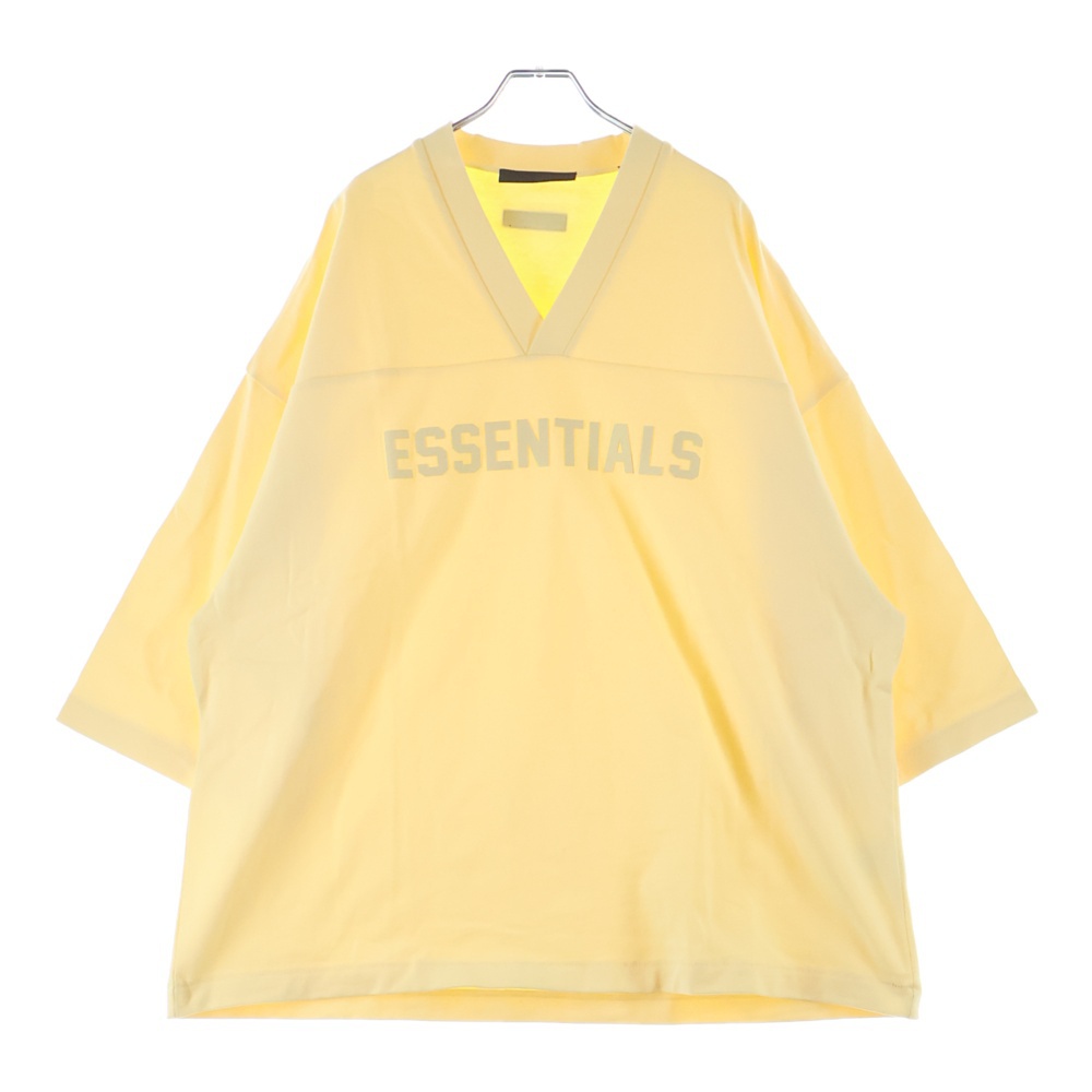 FOOTBALL TEE Vネック ラバーロゴ フットボール半袖Tシャツ イエロー Aランク