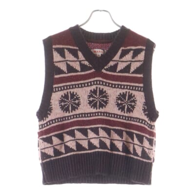 TWINKLE COWICHAN VEST カウチン ニットベスト セーター レッド MVFW-KN0322 Sランク
