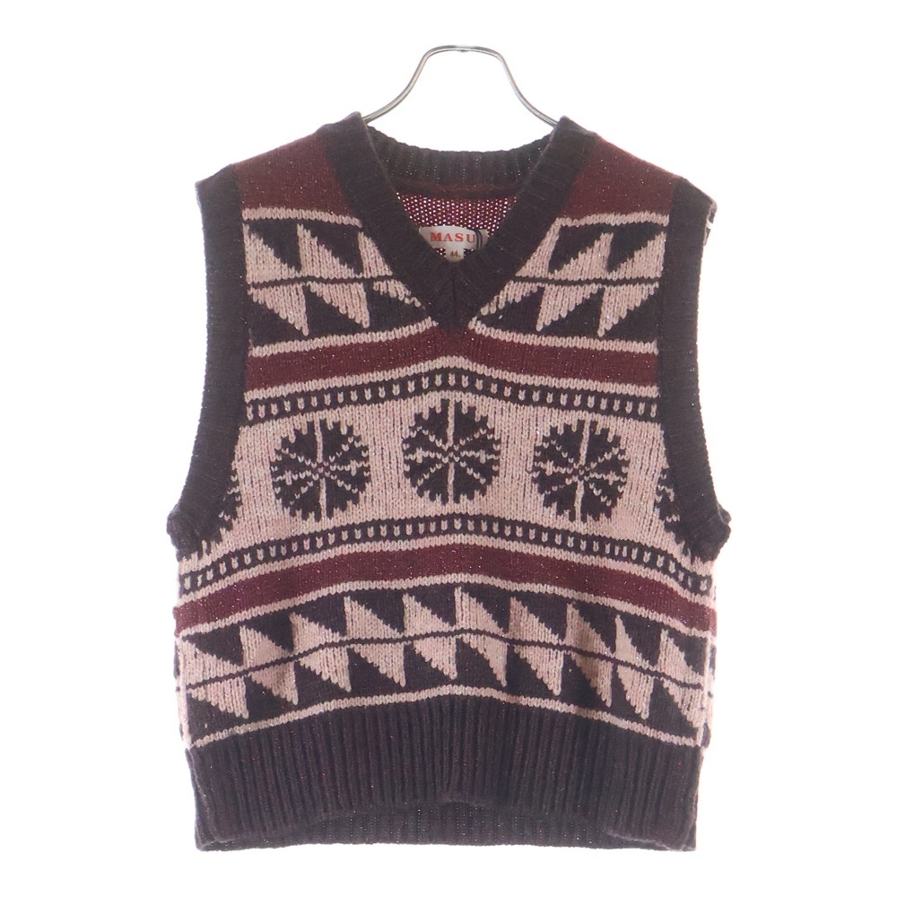 TWINKLE COWICHAN VEST カウチン ニットベスト セーター レッド MVFW-KN0322 Sランク