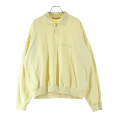 LOGO PRINTED SWEAT POLO SHIRT ロゴプリンテッド長袖スウェットポロシャツ イエロー Sランク