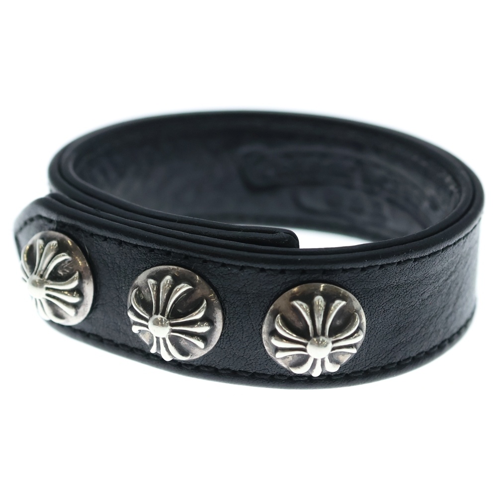 3BTN 2SNP クロスボール 3ボタン2スナップ レザーブレスレット ブラック/シルバー BCA123 Bランク