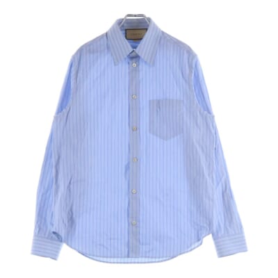 Chest Pocket Stripe Cotton Shirt チェストポケットストライプコットンシャツ コットン長袖シャツ 703396ZAI4C ブルー Bランク