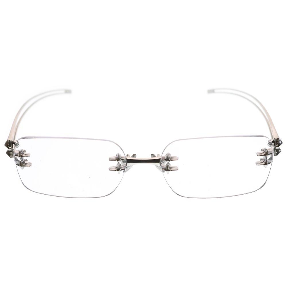 Tetra テトラ クリアレンズリムレスグラス アイウェア メガネ シルバー Bランク