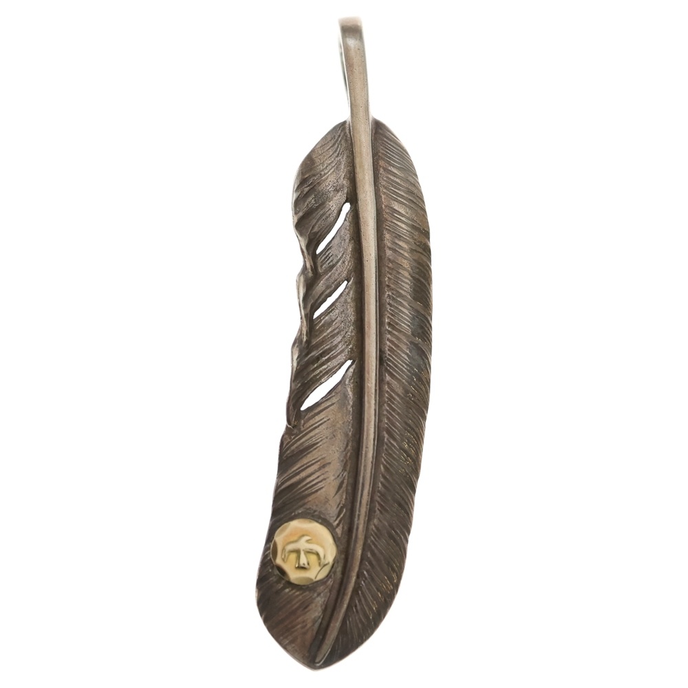 【現行】メタル付き特大フェザー 右向き ペンダントトップ シルバー/ゴールド BGA035 Bランク