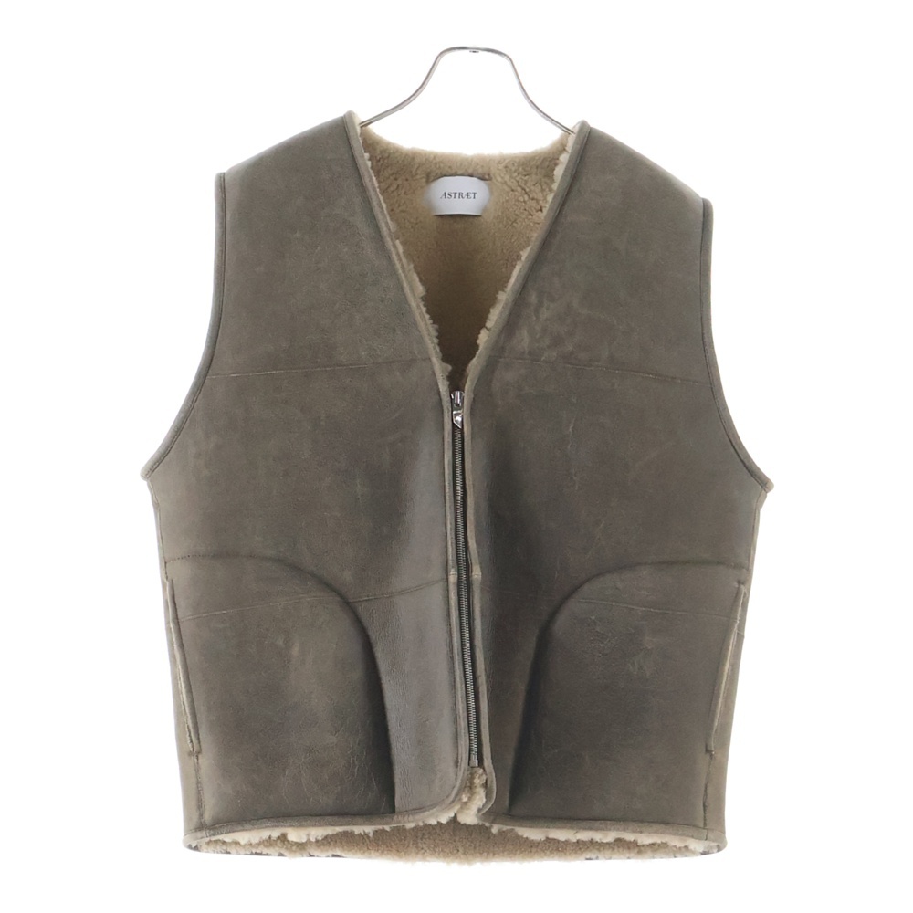 SAMPLE Mouton Zip Vest ムートンジップベスト クラックレザーボアベスト 5499-199-3444 ブラウン Aランク