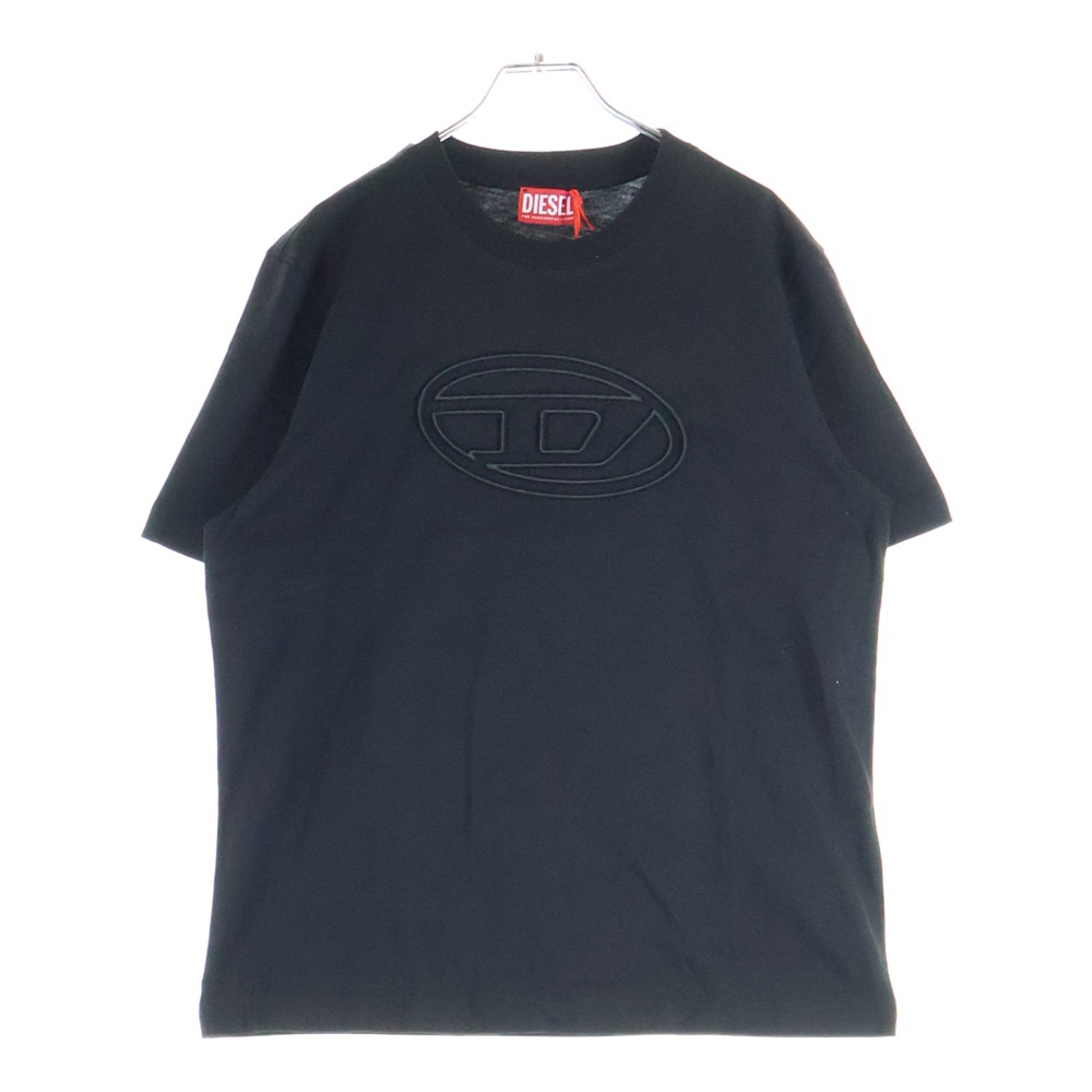 T-ADJUST-BIGOVAL ロゴ コットンジャージー レギュラーフィット クルーネック半袖Tシャツ カットソー ブラック A17402 Sランク