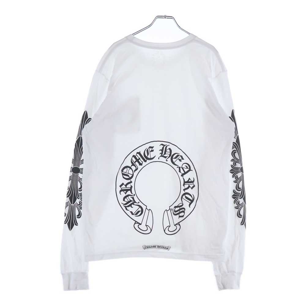 FLRL CRS HORSESHOE L/S バックホースシュー 袖フローラル ロングスリーブ 長袖Tシャツ カットソー ホワイト Aランク