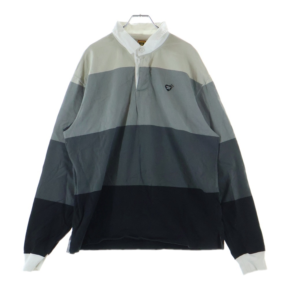 Multi Stripe Rugby Shirt マルチ ストライプ 長袖ラグビーシャツ グレー/ブラック Bランク